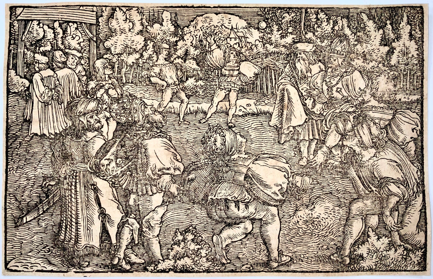 1532 Hans Weiditz, nobles jouant au ballon, sport, maître gravure sur bois