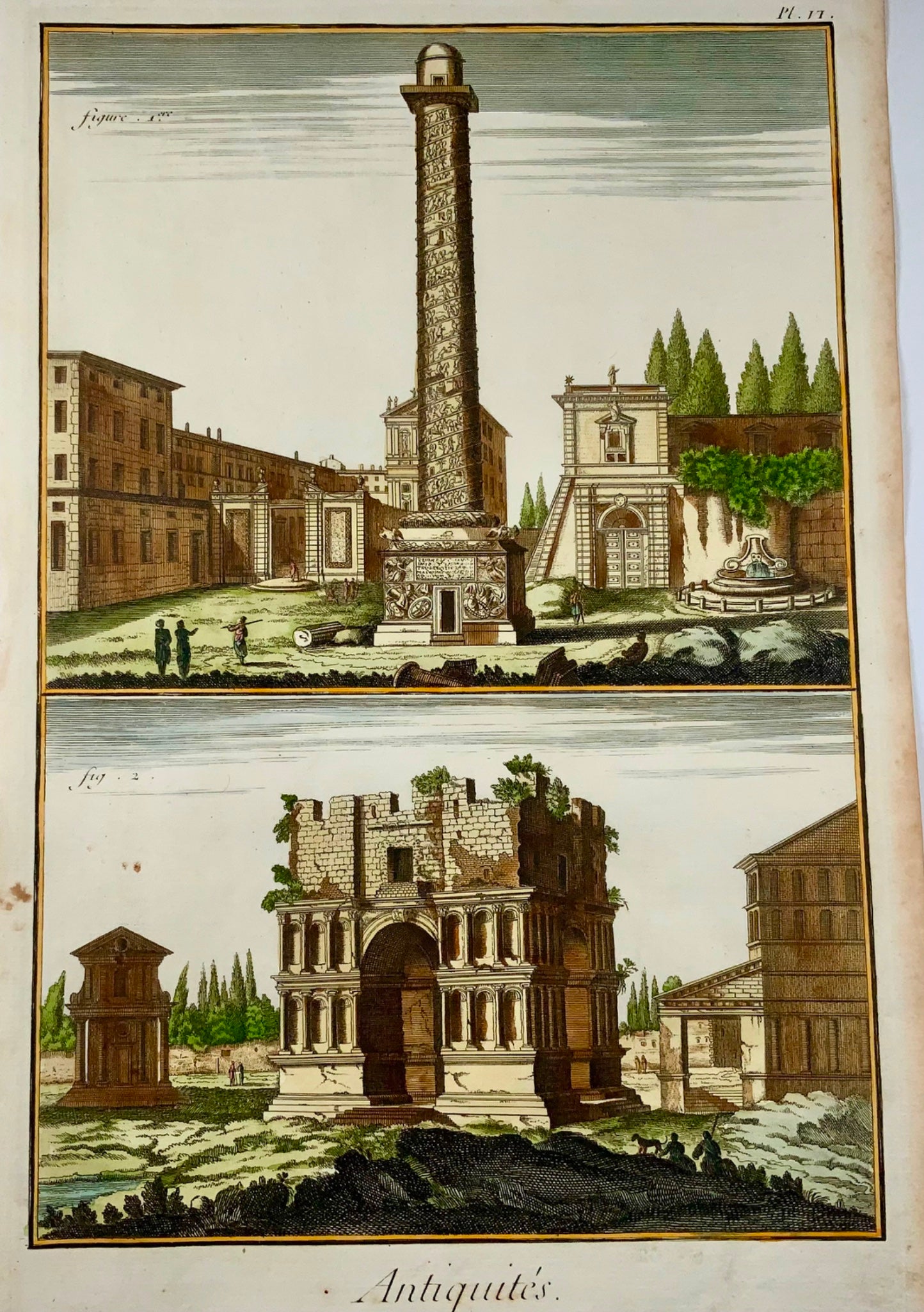 1777 Diderot, Italy: Rome, Column of Trajan & Arch of Janus, tall folio