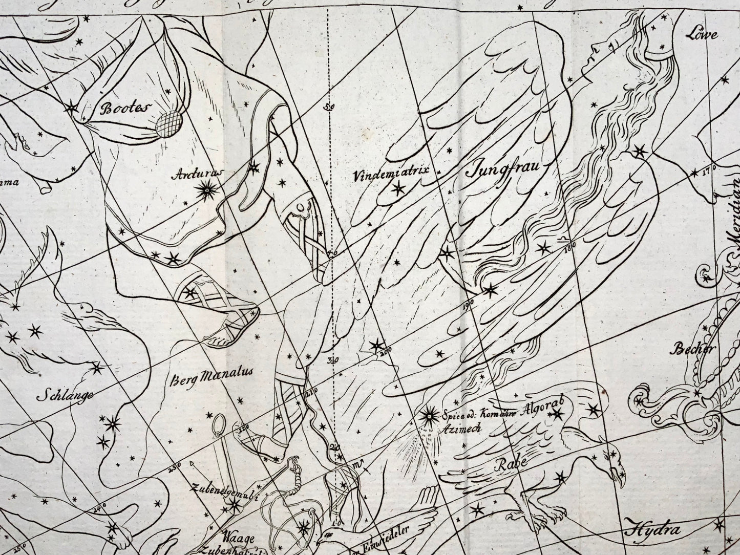 Carte céleste de 1777 vue en avril, Joh. E. Bode, carte 