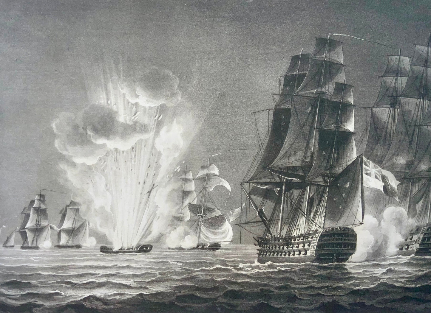 1820 Sutherland, Capture of the Rivoli, 1812, maritime, ship, aquatint