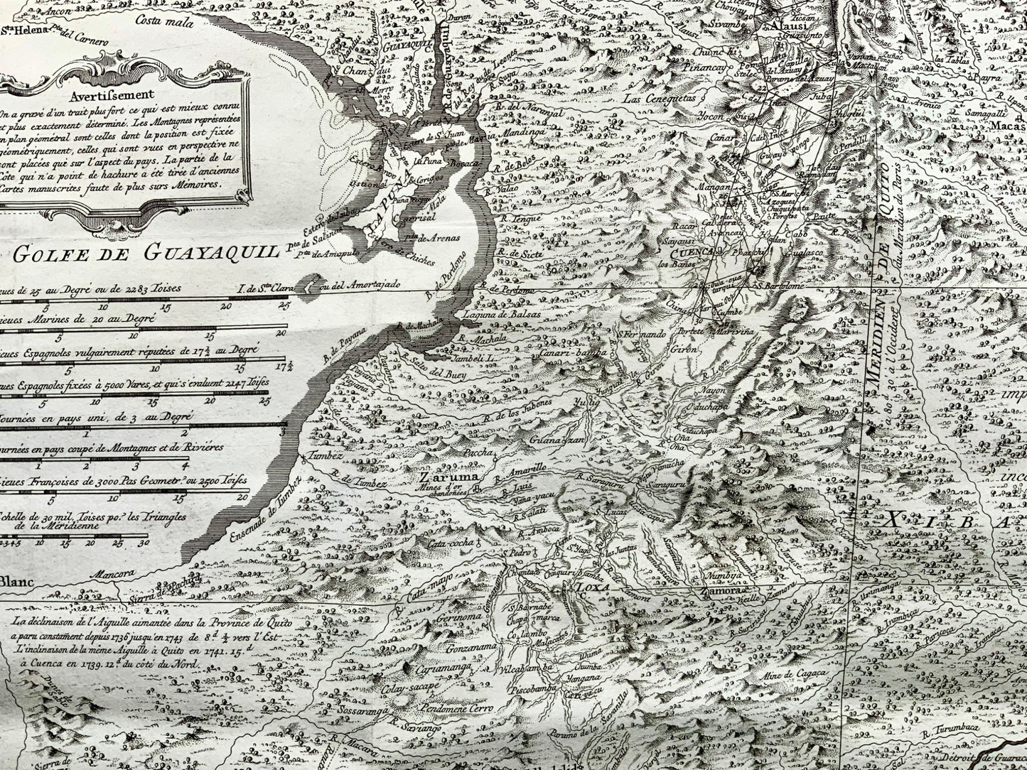 1756 Condamine, Carte de la province de Quito au Pérou, Équateur 