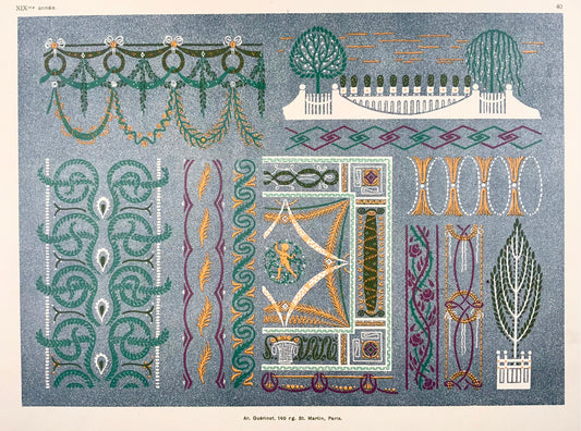 1895 Peintures murales, pochoir, décoration, art nouveau, folio, S. Imberg