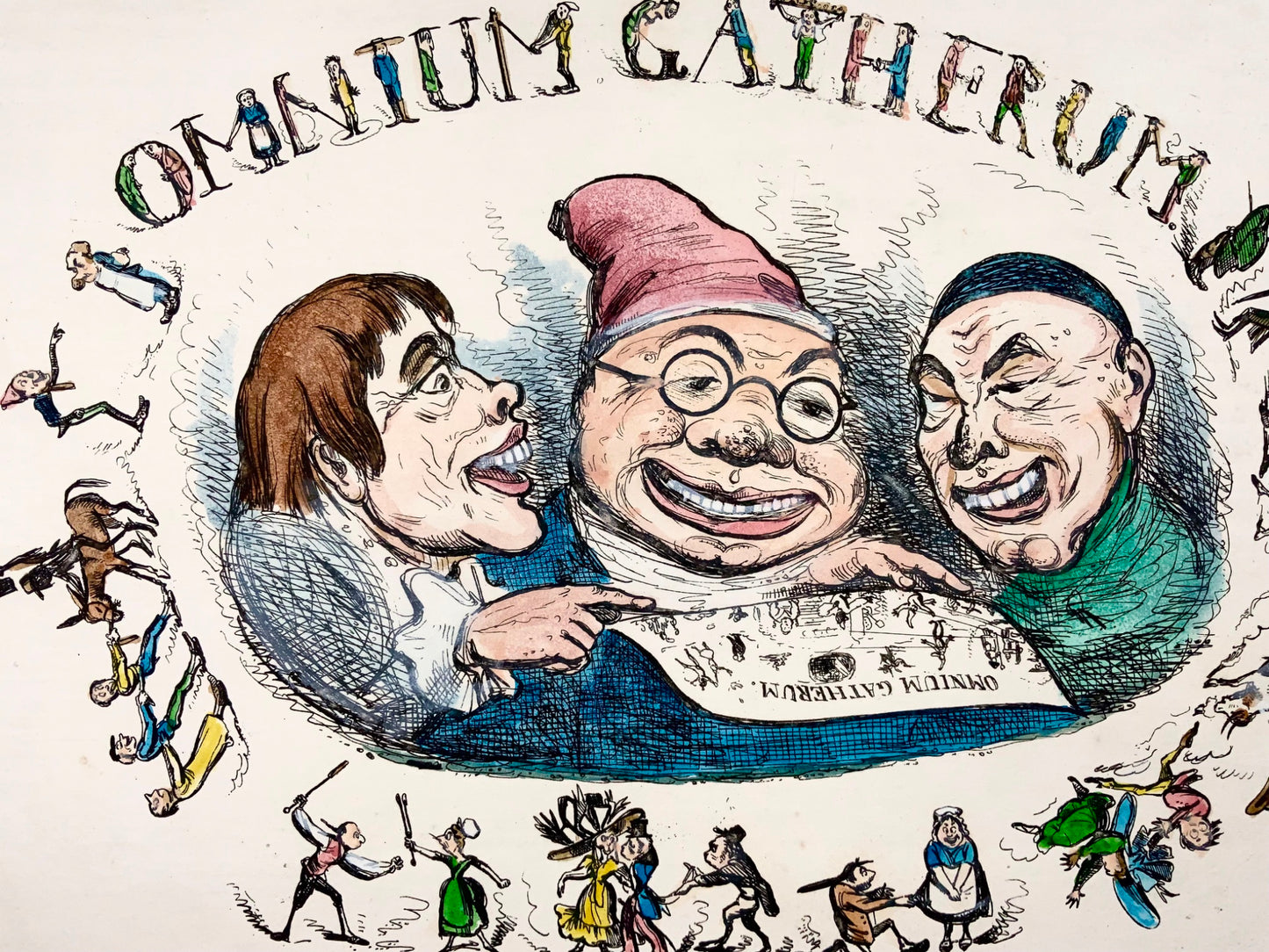 1840 Henry Heath, Omnium Gatherum, caricature in-folio, satire, original