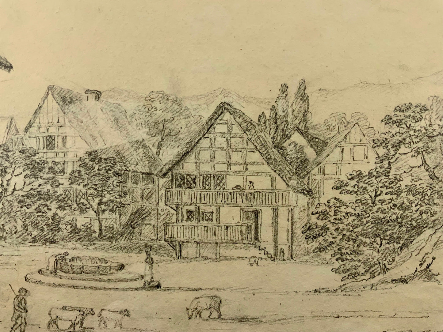 Dessin au crayon de 1816 de Herzogenbuchsee en Suisse