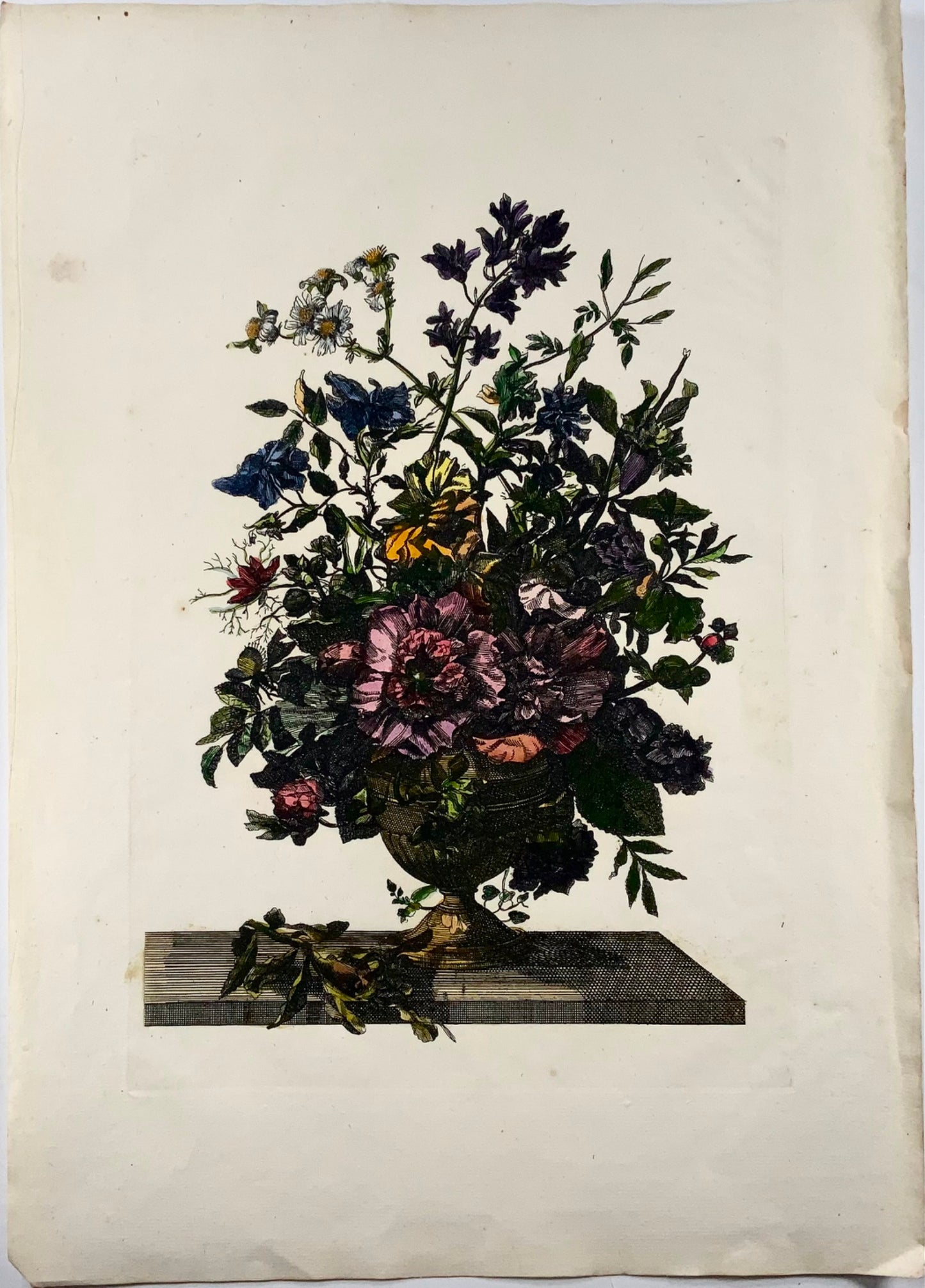 1680 vers. Jean-Baptiste Monnoyer, Bouquet de Fleur, grande gravure in-folio